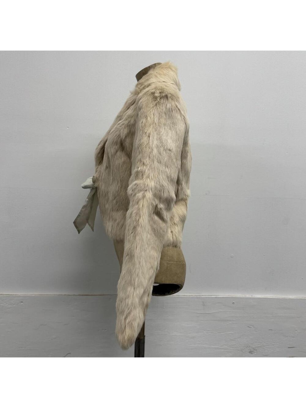 Vintage Y2K Cream Rabbit Fur Cropped Bolero Jacket - Picture 4 of 7